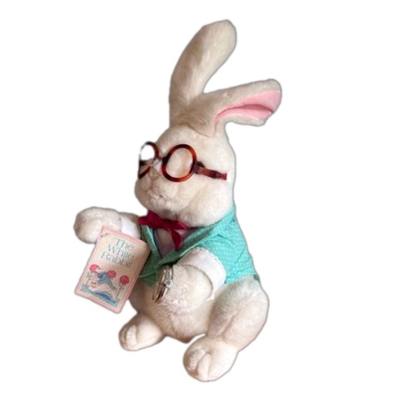 The White Rabbit Plush 12 inch 1991 Target Store Pocket Watch Eye Glasses - Picture 6 of 13